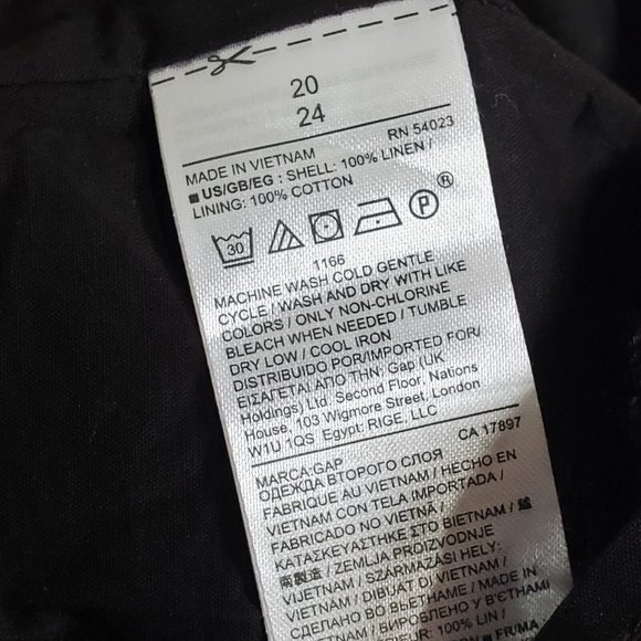 Gap Dress Womens 20 Black Tan Mini Linen Sleeveless Pockets Fit Flare Abstract - Picture 6 of 14